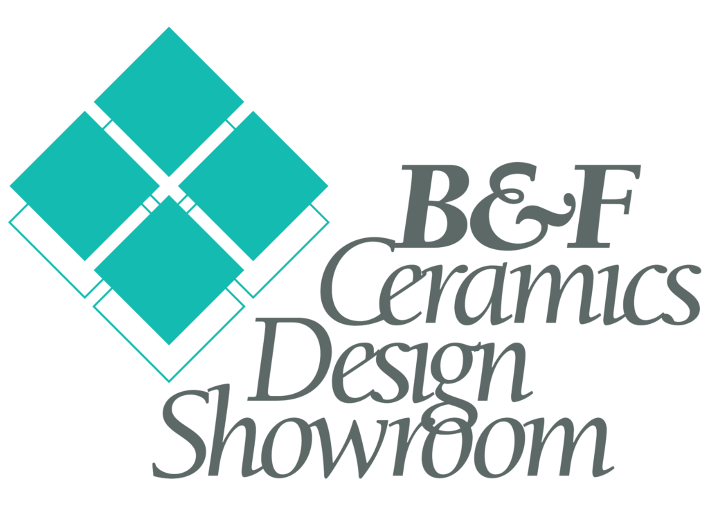 A logo for b & h ceramic design showroom.