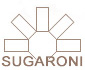 A brown and white logo of sugaron