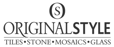 A black and white logo for the stone mosaic company.